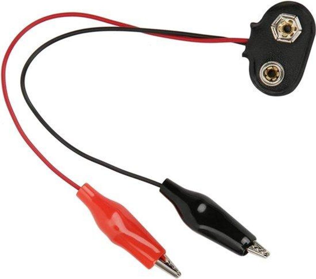 9-Volt-Batterie-Set mit doppelten Alligator-Klammern, 15 cm Länge.
