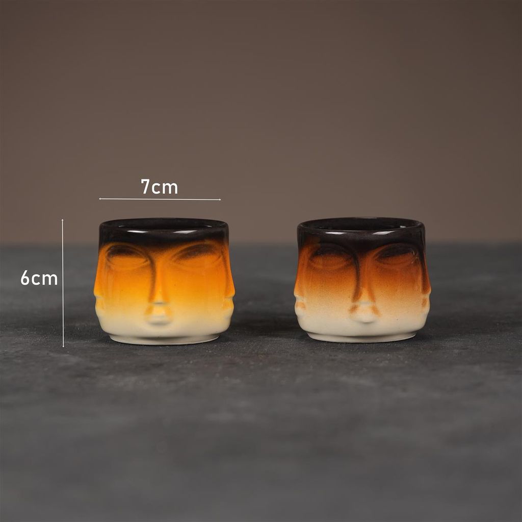 Espresso- & Mokkatassen, 2-er Set , gelb/ braun