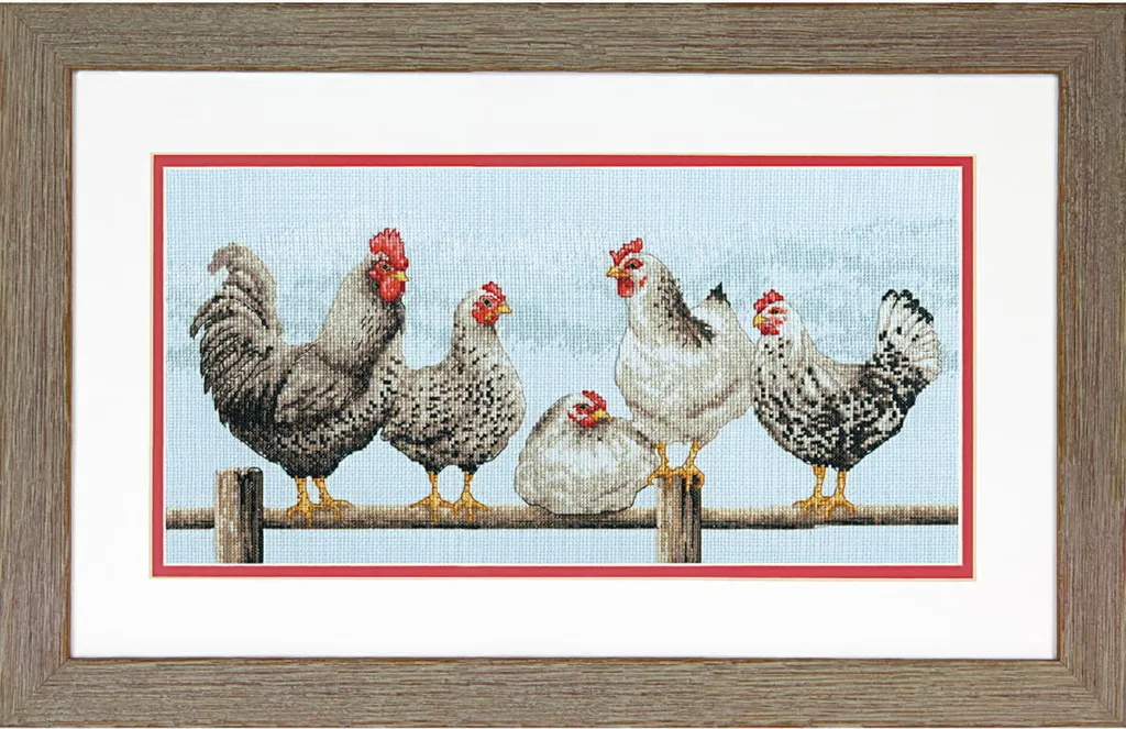Kit Point de Croix Poules Noir et Blanc Dimensions - Format Panoramique