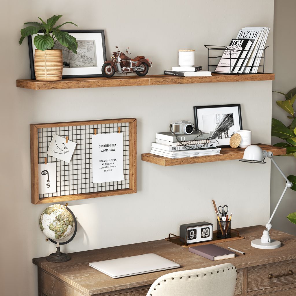 CRUGLA Schweberegale Set – 5 Wandregale Mit Schiene Für Bad, Schlafzimmer & Küche