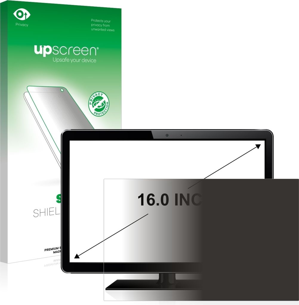 Sichtschutzfolie Schutzfolie für All-In-One PCs mit 40.6 cm (16 Zoll) Displays 354 x 199 mm upscreen Anti-Spy Privacy Sichtschutz Blickschutz Disp...