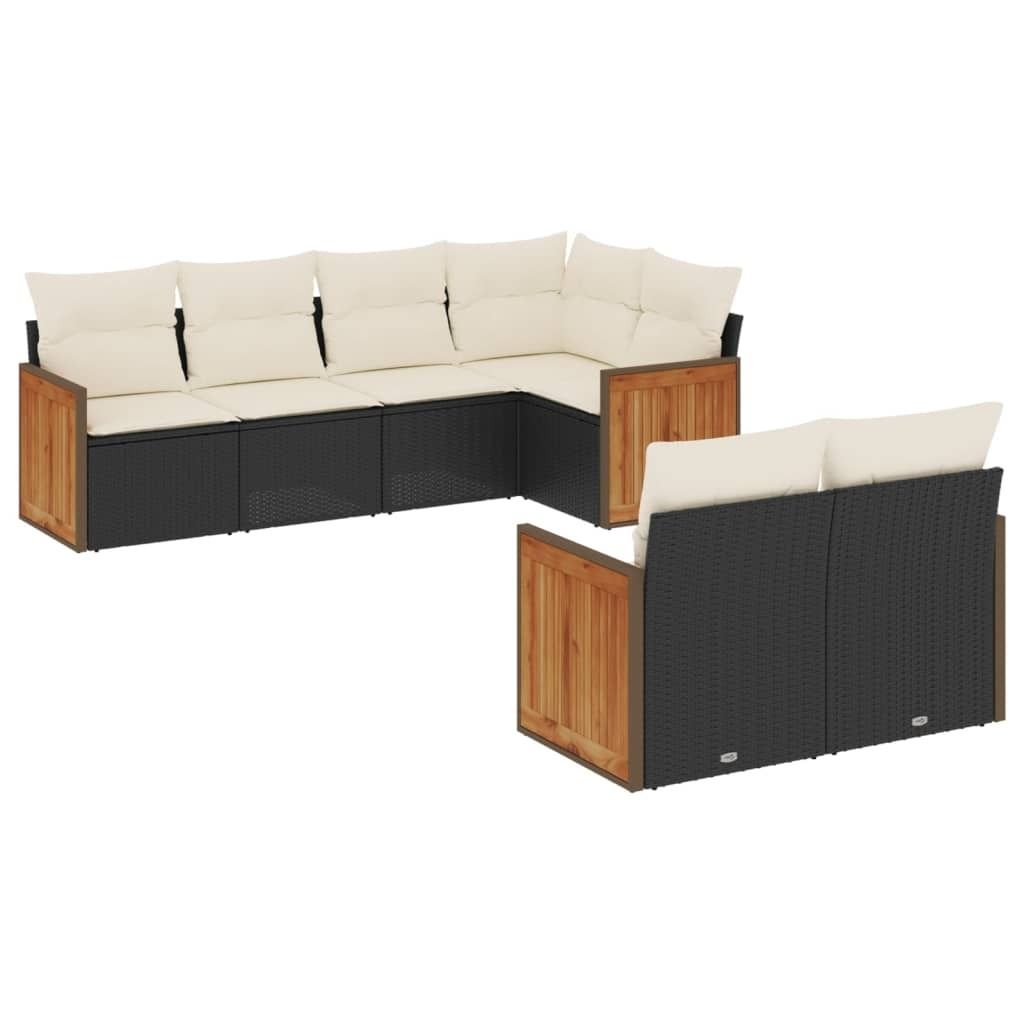 "SALE 2026" 7-tlg. Garten-Lounge-Set - elegantes Design - Sitzgruppe/Gartengarnitur - mit Kissen Schwarz Poly Rattan - Terassenmöbel DEMöbel908412