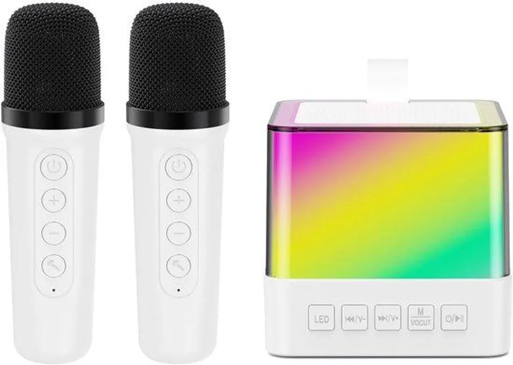 Karaoké Bluetooth lumineux avec effets de voix et microphones sans fil