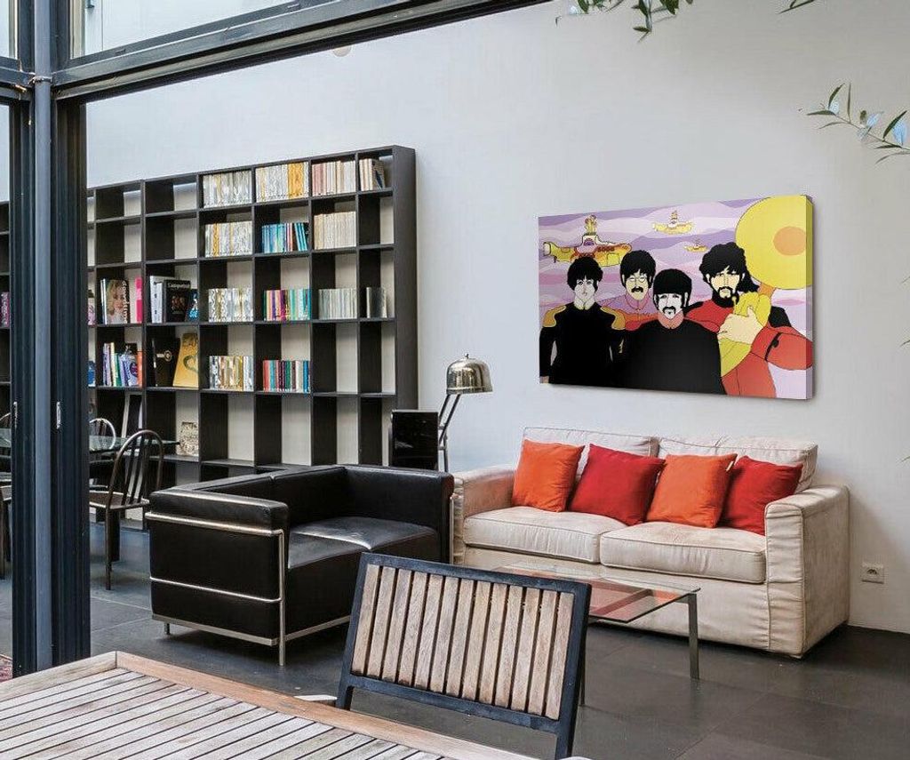 Auf Canvas gedrucktes Bild auf Holzrahmen Beatles Yellow Submarine - Pop Art 100x70 cm