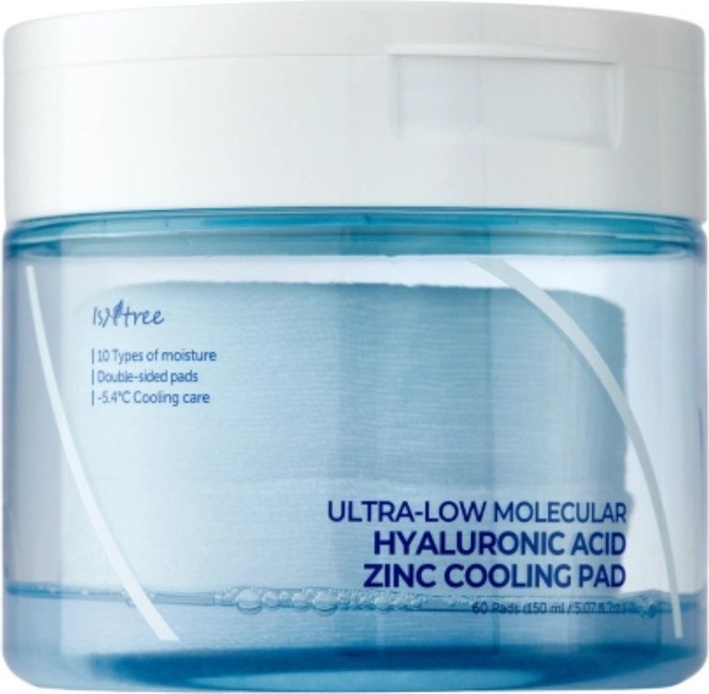 Isntree Ultra-Low Molecular Hyaluronic Acid Zinc Cooling Pad 60 Stück - Kühlende Gesichtspads