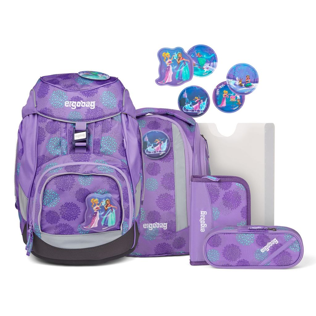 Ergobag Pack Schulrucksack-Set (6-tlg.) Schlittenzaubär Glow, Ergobag_Farbe:lila