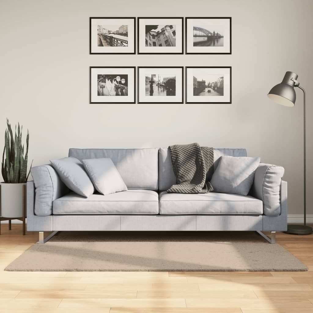Teppich HUARTE Kurzflor Weich und Waschbar Sandfarben 80x150 cm , Designerteppiche 2024 Neu