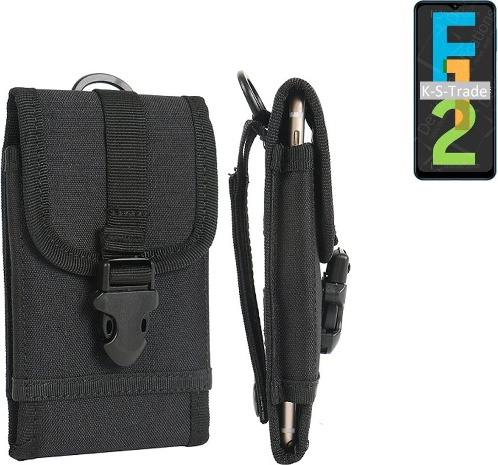 K-S-Trade Holster Handy Hülle kompatibel mit Samsung Galaxy F12 Holster Handytasche Gürtel Tasche Schutz Hülle Robust Outdoor schwarz