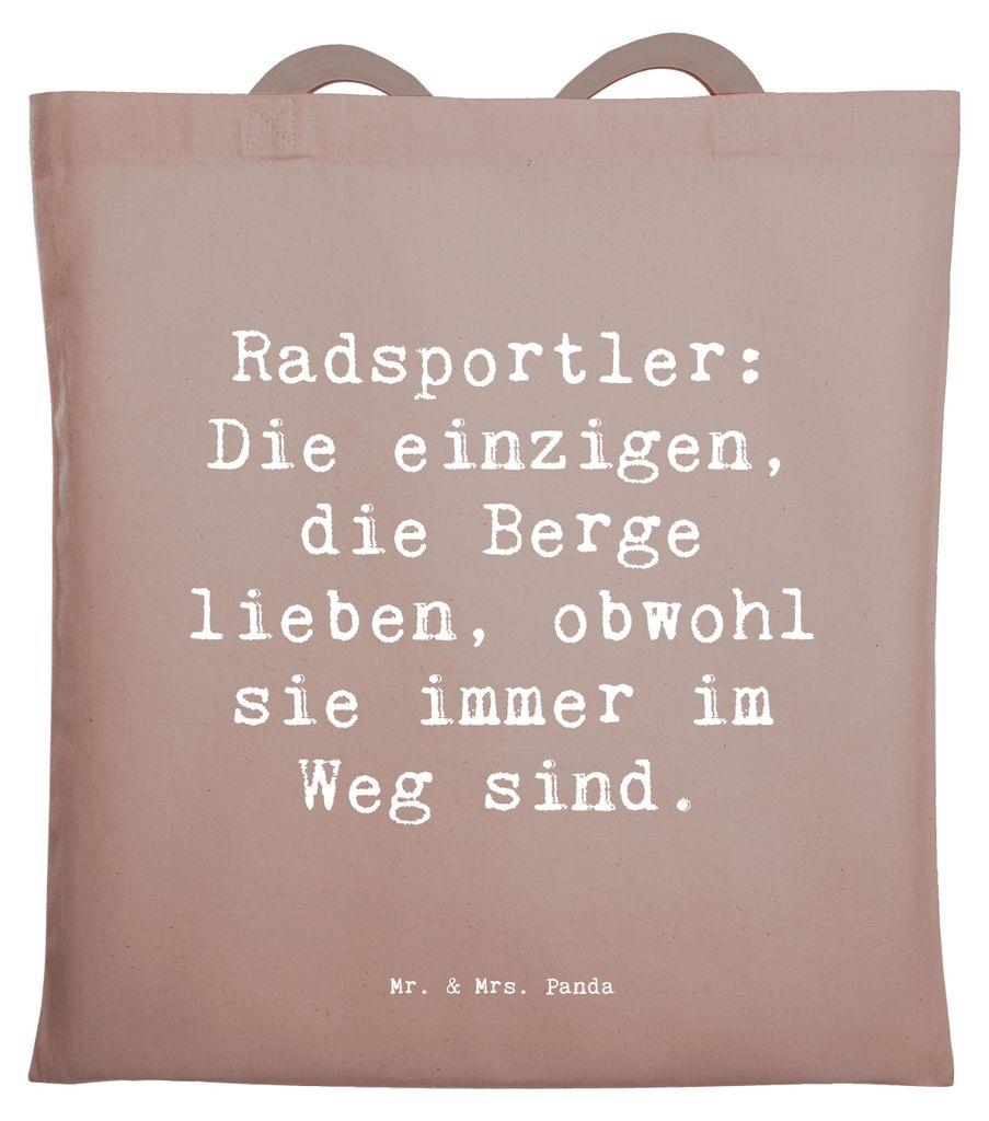 Mr. & Mrs. Panda Tote Bag Spruch Radsport Berge - Braun Pastell - Geschenk, Sportler, Teamsport, Laptoptasche, Gemeinschaft, Sportart, Jutebeutel, ...