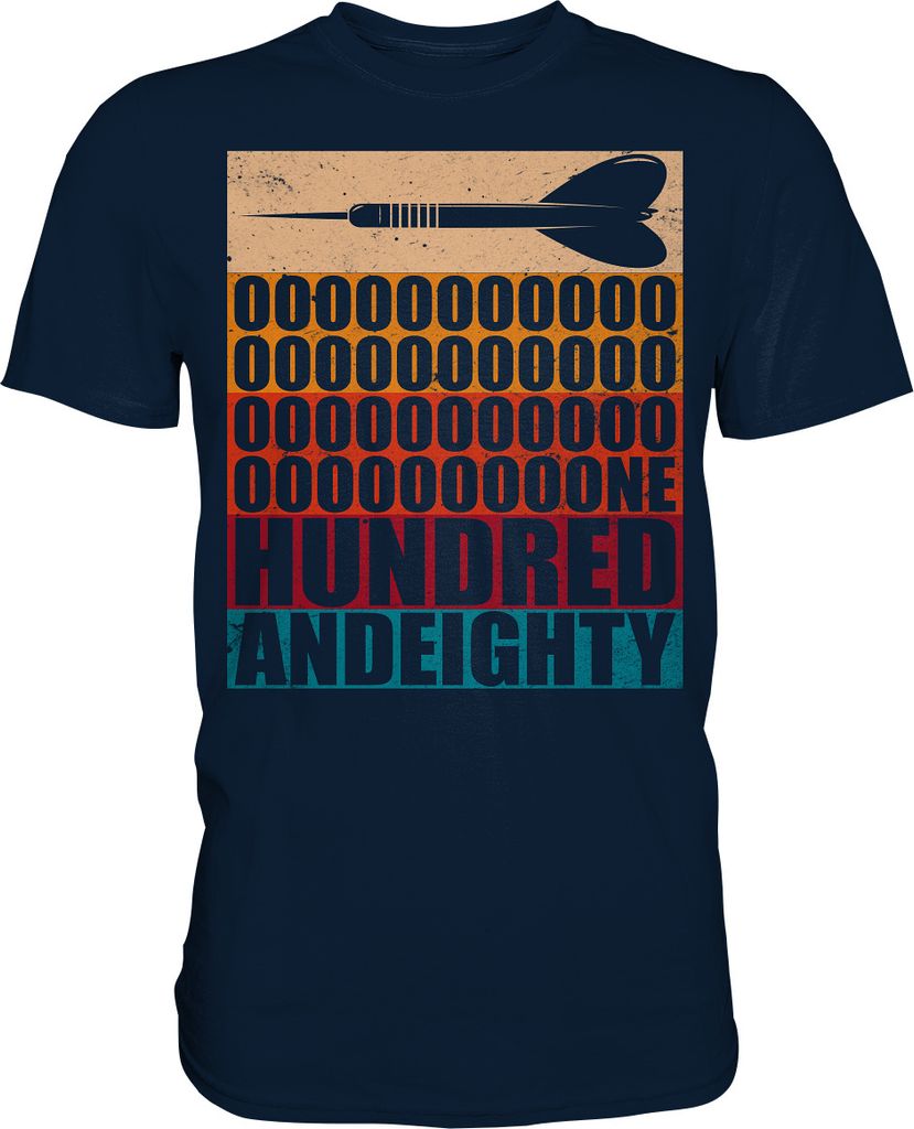 Vintage Darts Retro Pfeil 180 Einhundertachtzig T-Shirt – Produktbild 
