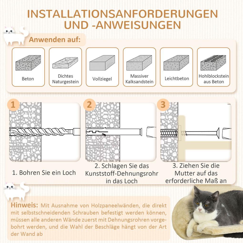 PawHut Katzen Kletterwand, 5-teiliges Katzentreppe mit 2 Produktbild 7