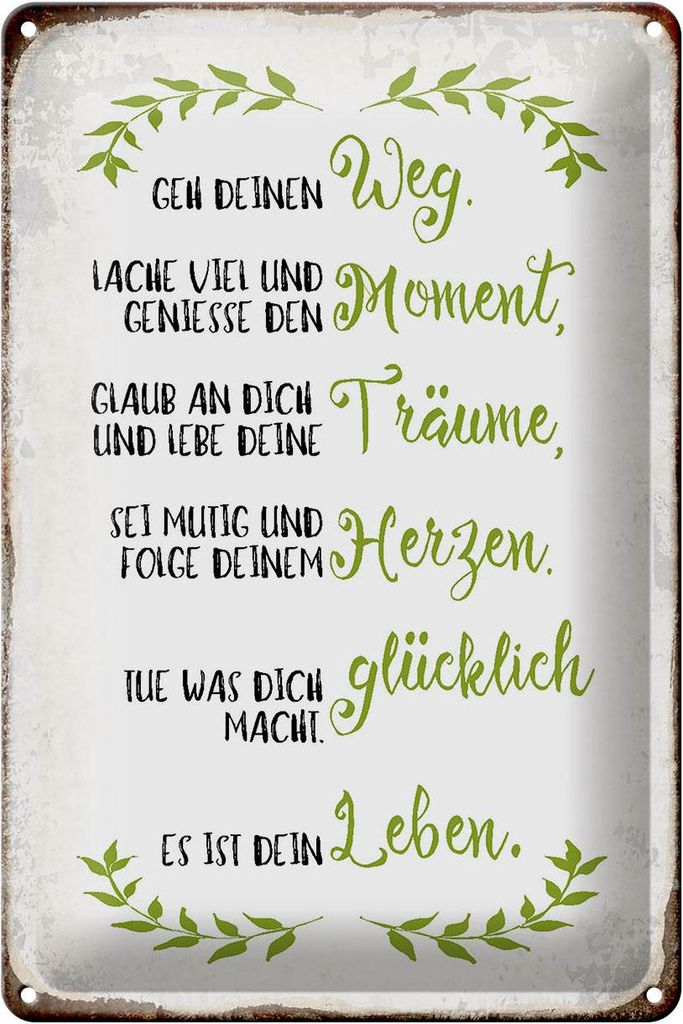 Blechschild geh deinen Weg lache viel, 30x20  cm, Produktbild 