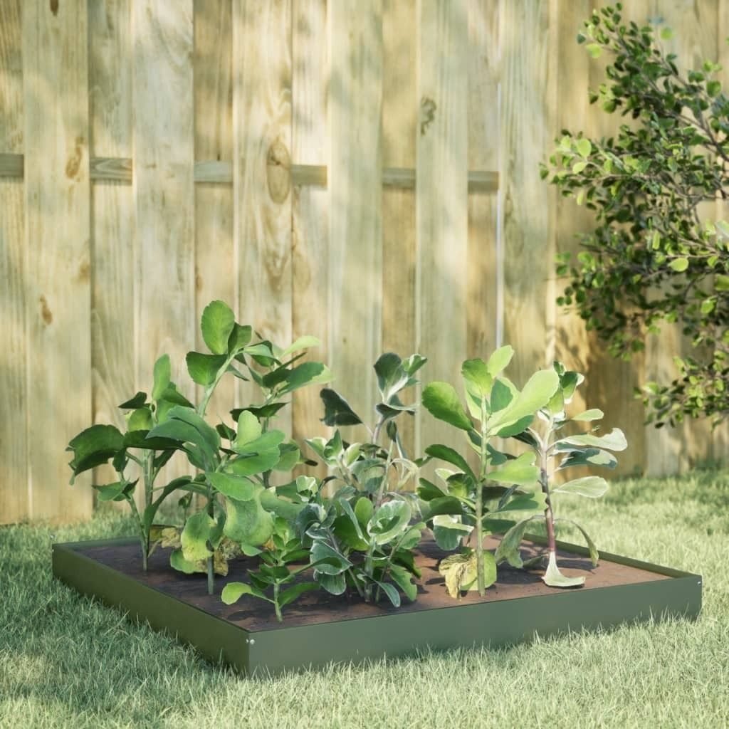 Maison Exclusive - Hochbeet Olivgrün 100x100x18,5 cm Stahl
