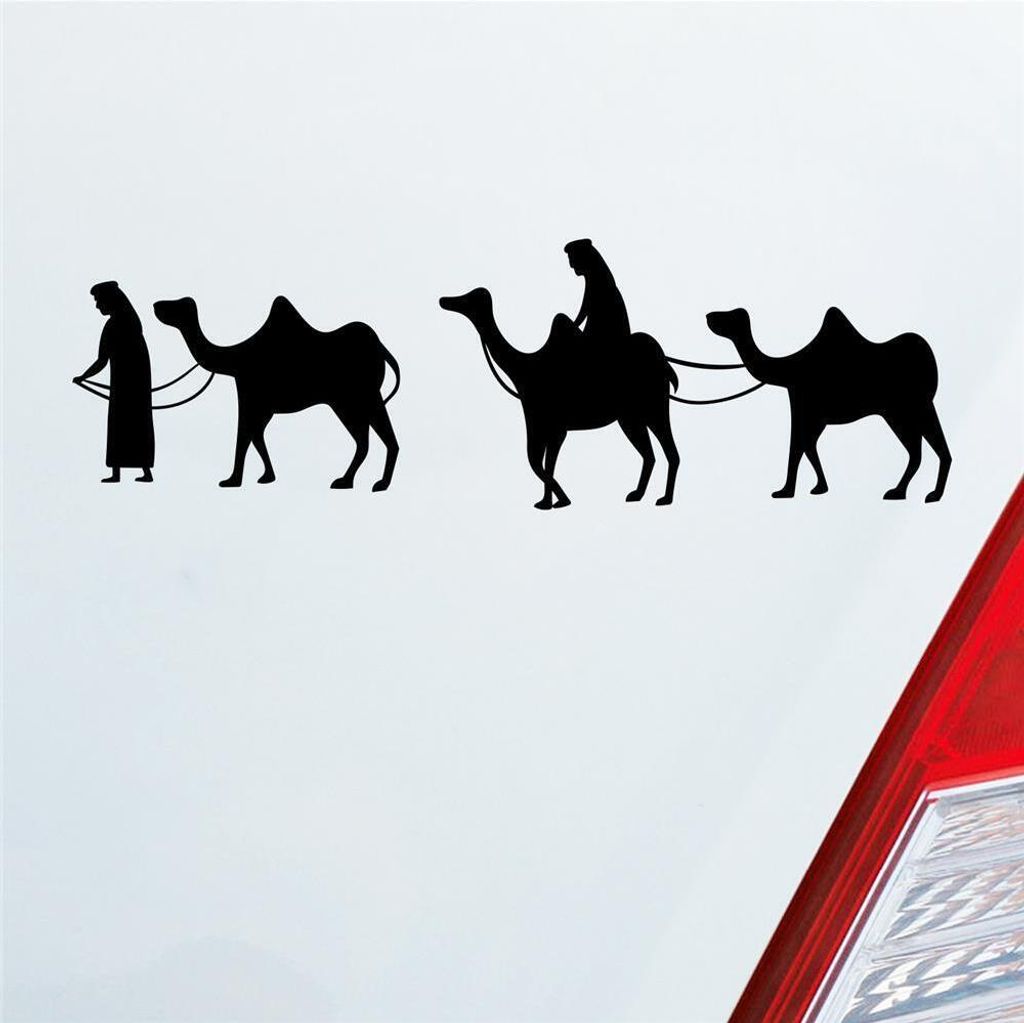 Auto Aufkleber Ägyptische Karawane Caravan Ägypten Egypt Car 19x6 cm Schwarz Glanz Sticker Heckscheibenaufkleber