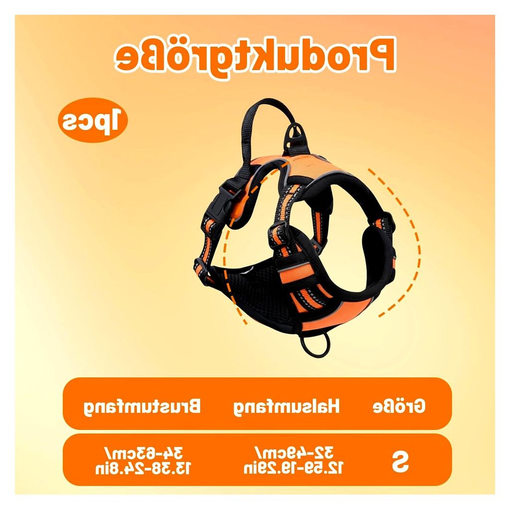 Hundegeschirr aus atmungsaktivem Material, bequeme Passform für kleine und mittlere Hunde, orange