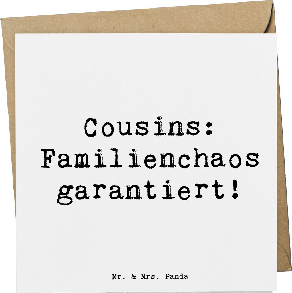 Mr. & Mrs. Panda Grußkarte Spruch Cousin Abenteuer - Weiß - Geschenk, Cousine, faltkarte, Glückwunschkarte, Chaos, Familie, Jubiläen, anlasskar...