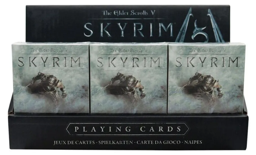 Présentoir de 12 Jeux de Cartes Elder Scrolls Skyrim pour Collectionneur