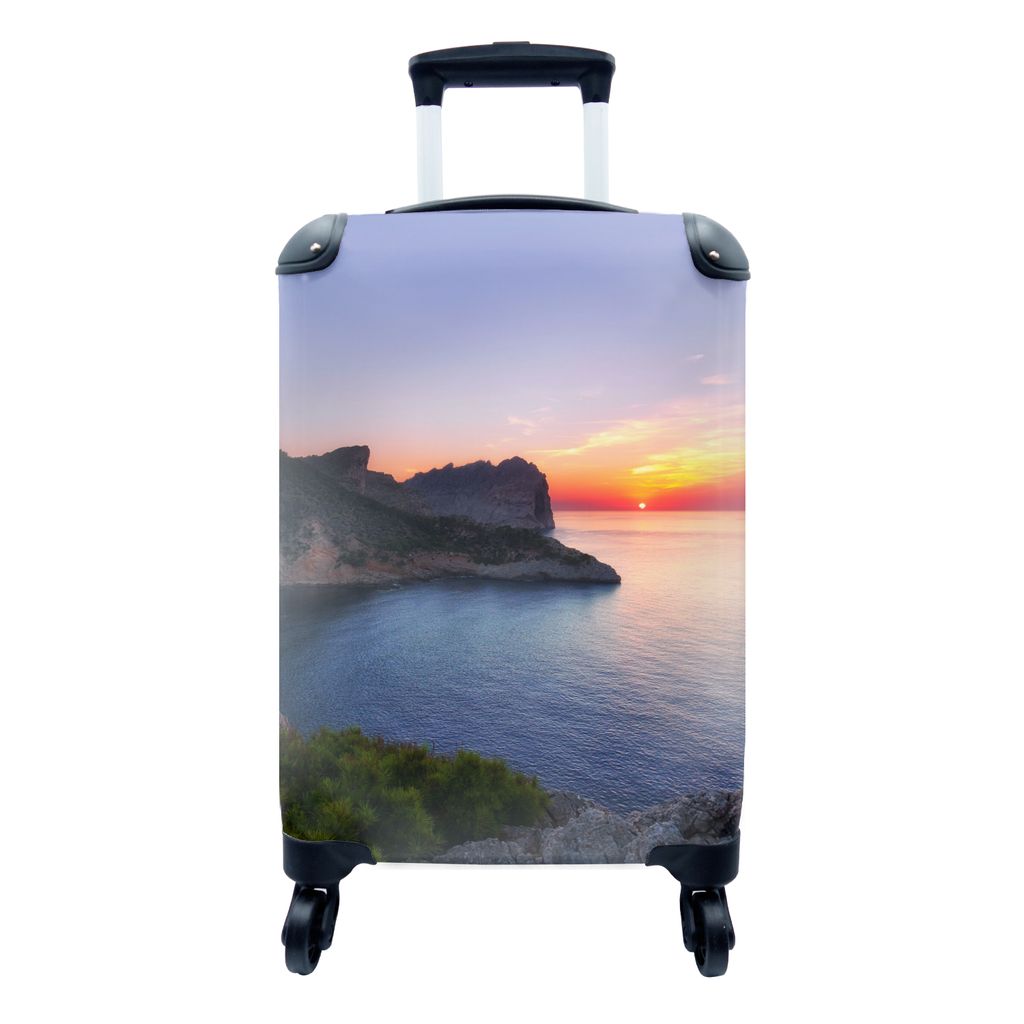 MuchoWow Koffer Handgepäck Trolley Rollkoffer Kleine Reisekoffer mit 4 Rollen - Meer - Felsen - Berge - Natur - Cabin Size < 55x40x23 cm & 55x40...