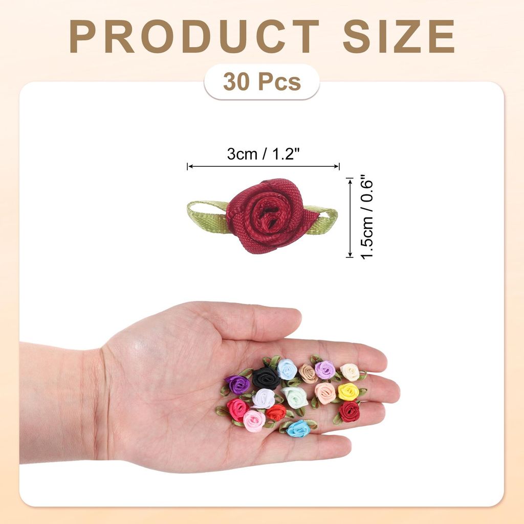 30 Stš¹ck Weinrote Kš¹nstliche Mini Schleifen Blumen 5/8"x1-3/16" Mini-Rosen Schleifen Rosen mit Blatt Deko Stoffblumen Satinband fš¹r N?hen ...