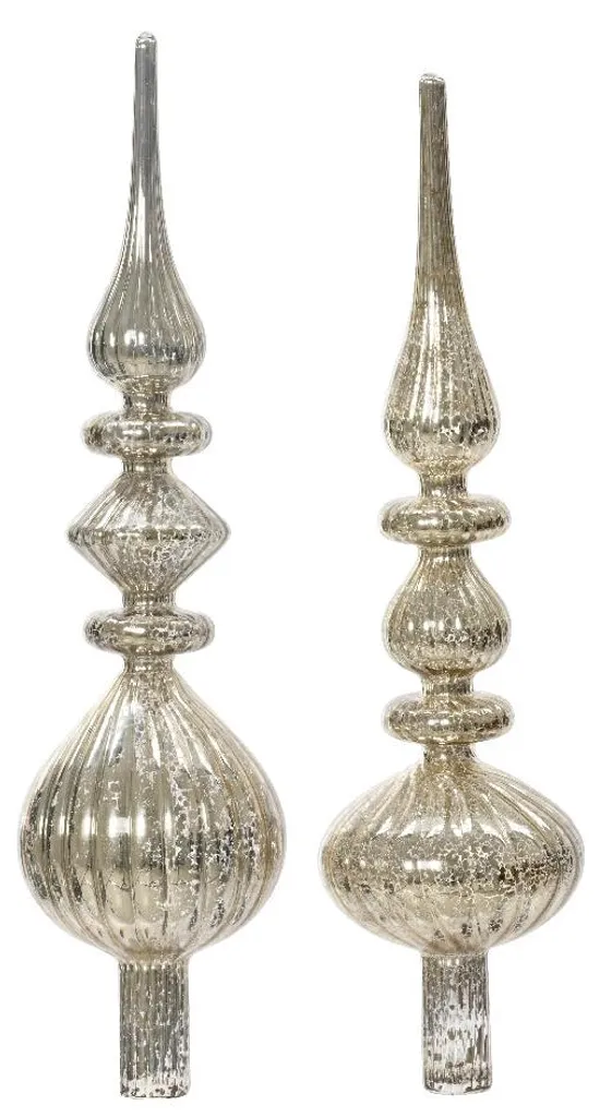 Décoration de tête de sapin 35 cm en verre argenté pour Noël vintage