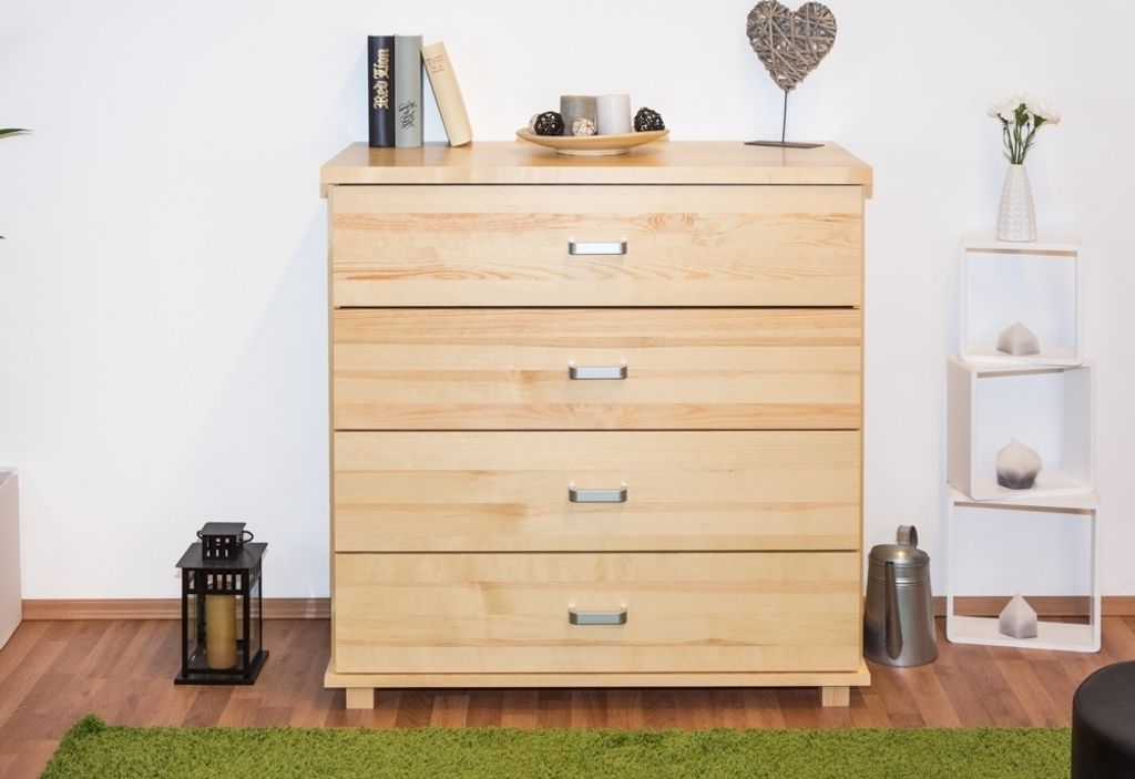 Kommode Kiefer massiv Vollholz natur Columba 11 - Abmessung: 101 x 100 x 50 cm (H x B x T)