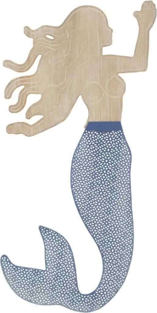 Mauro Ferretti Panneau Mural Sirena 30,5x60 cm Bleu et Bois Naturel