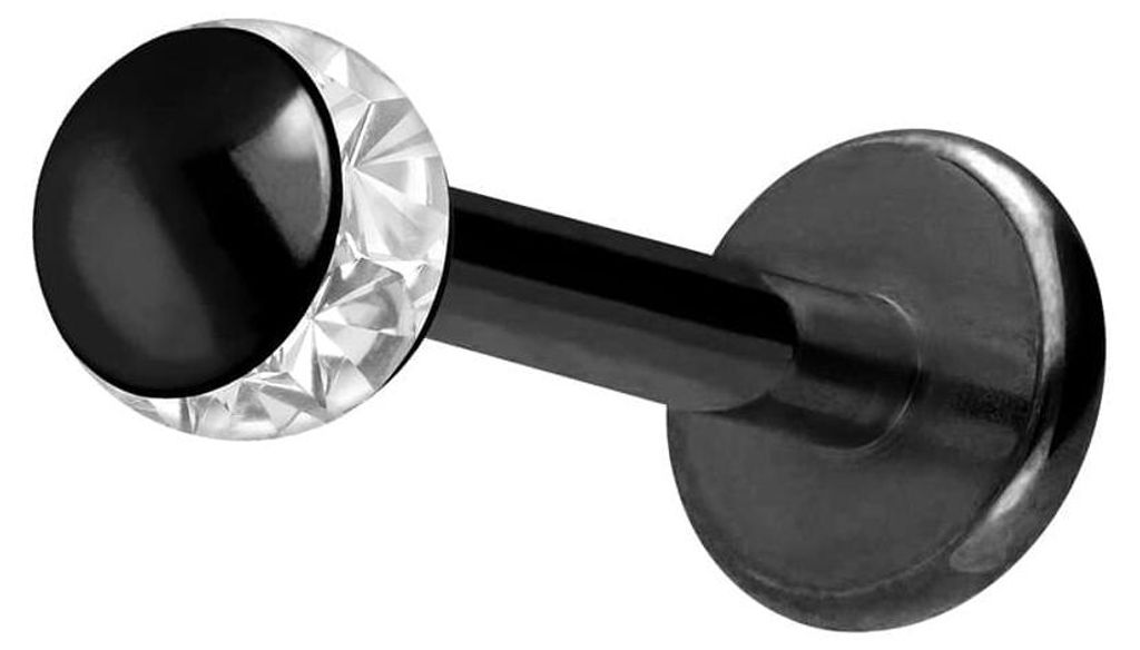 Ohrpiercing, Nasenpiercing Chirurgenstahl Labret EPOXY-RING-KUGEL Schwarz Stablänge: 8mm + Stabstärke: 1,2mm + Kugelgröße: 3mm