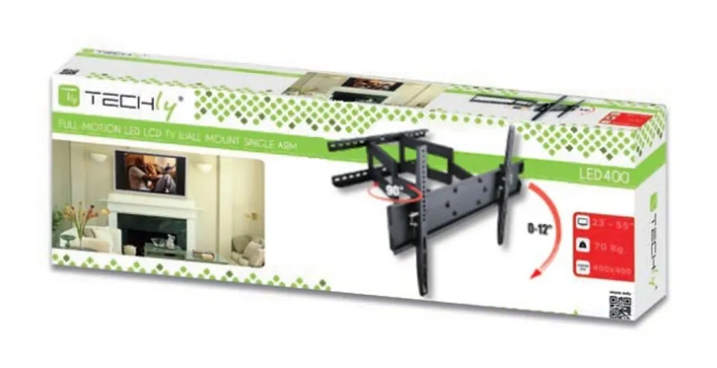 Techly Support Mural TV LED LCD 23-55 Pouces Full Motion Inclinable