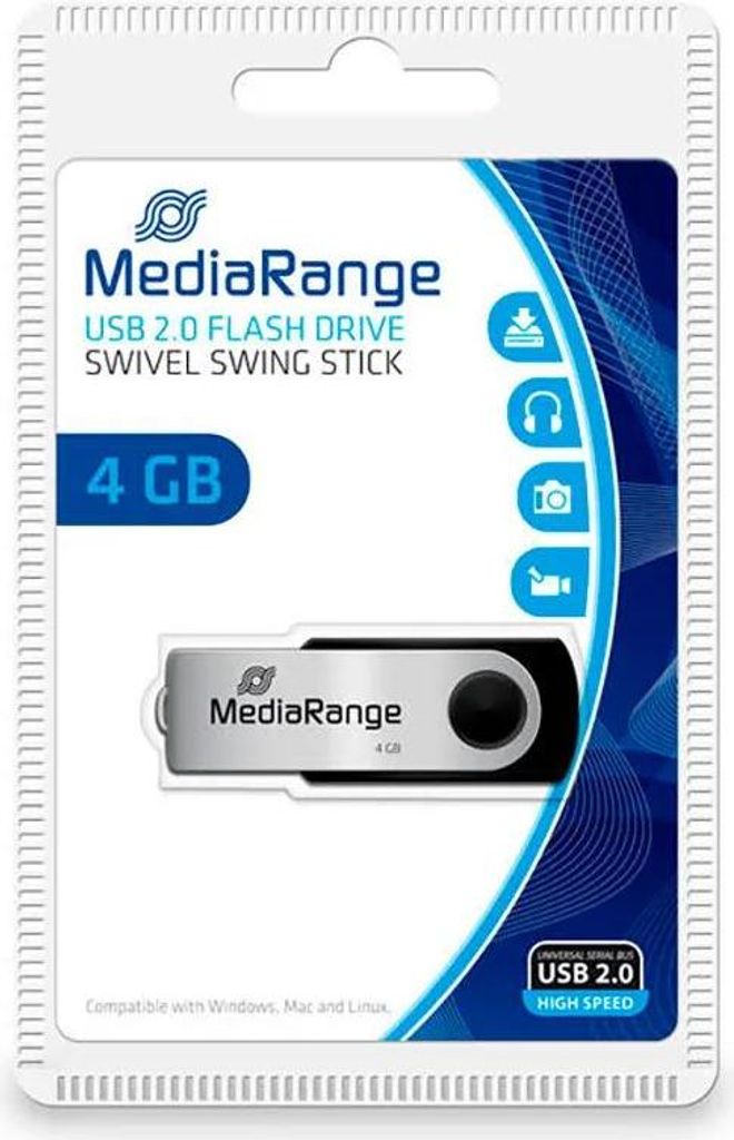 USB 2.0 Stick Mediarange MR907, 4GB, schwarz/silber Produktbild 