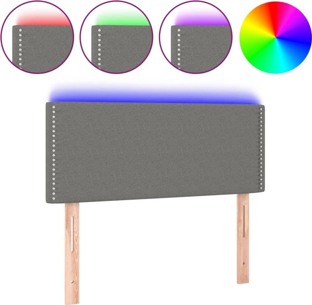 vidaXL LED Kopfteil Dunkelgrau 90x5x78/88 cm Stoff
