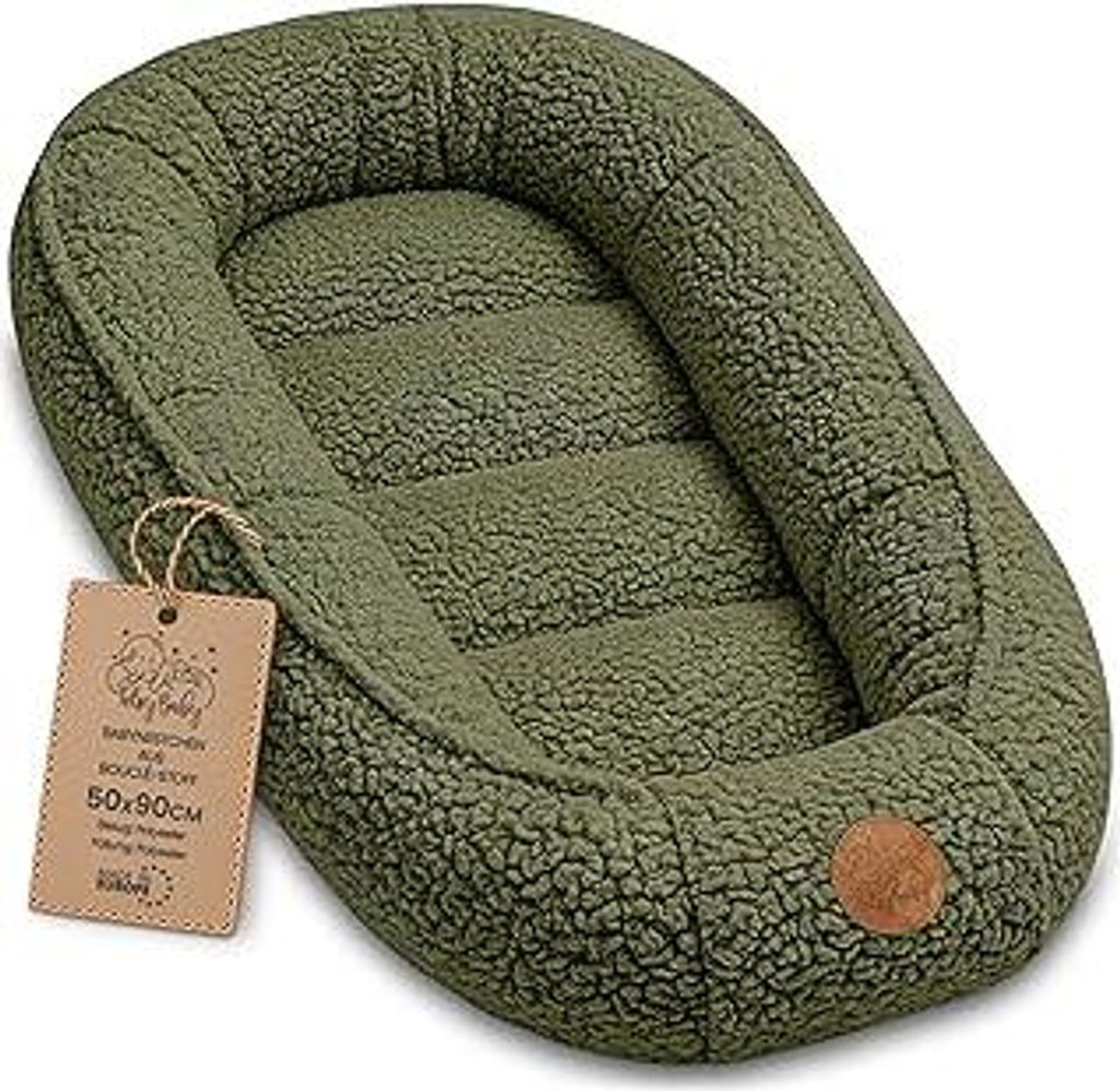 Babynest Nestchen Baby aus Teddy Plüsch 90x50 cm (1er Pack) - Babynestchen Neugeborene Nest für Kinder Bett und Babybett tragbar Kuschelnest Cocc...