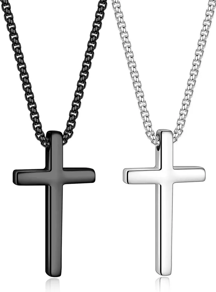 Collana Croce Uomo Acciaio Inox Bicolore 51cm - Gioiello Alta Qualità