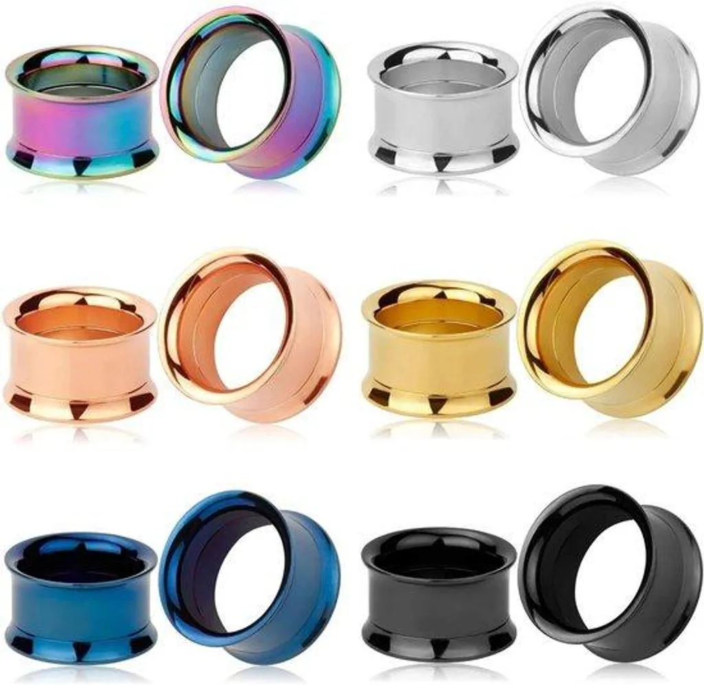 Bijoux d'oreilles pour stretching en acier, tailles de 6mm à 25mm