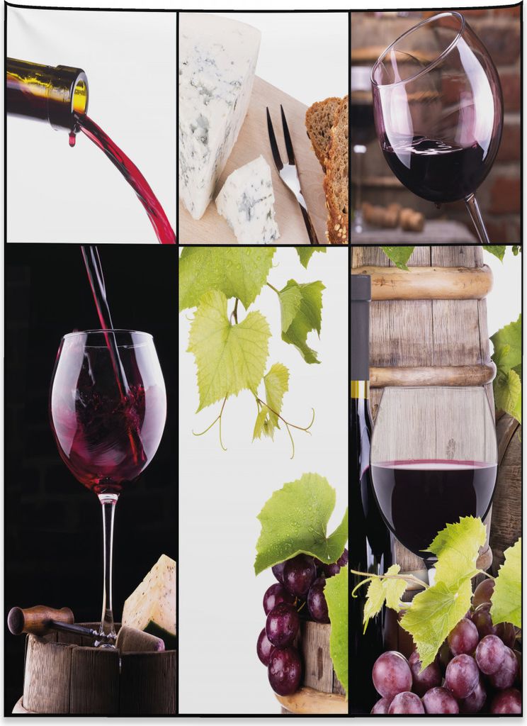 Abakuhaus Wein Wandteppich, Fass Flasche Weinglas aus Weiches Mikrofaser Stoff Kein Verblassen Klare Farben Waschbar, 110 x 150 cm, Hellgrün Borde...