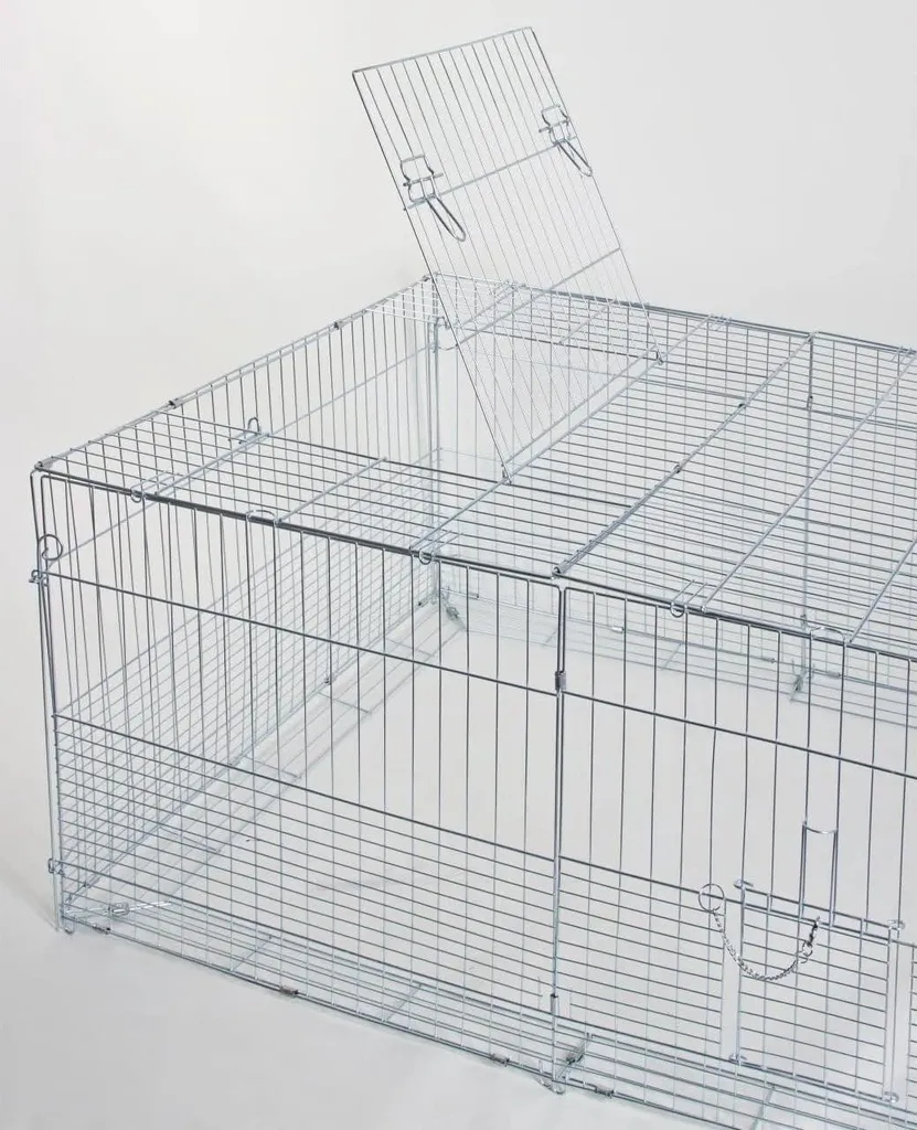 Enclos anti-fugue Kerbl 144x112x60 cm en métal chromé haute résistance