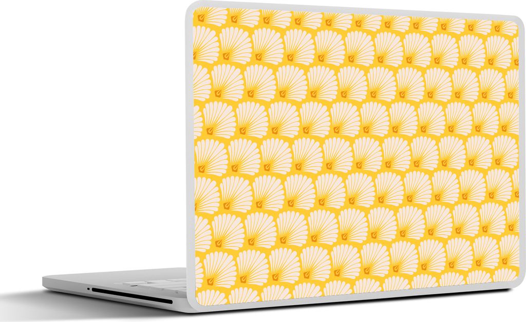 MuchoWow Laptop Aufkleber Sticker Cover Art Deco - Design - Muschel - Gelb 25x18 cm - Laptop-Deko