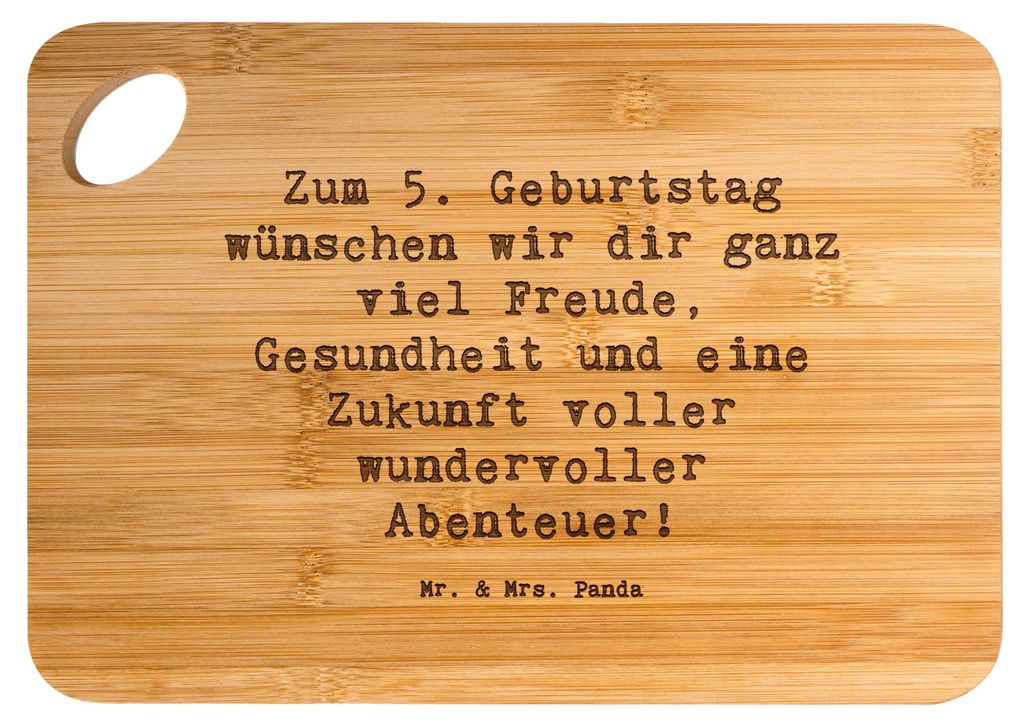 Mr. & Mrs. Panda Brett Spruch 5. Geburtstag Freude - Transparent - Geschenk, Glückwunsch, Frühstücksbrett, Kindergeburtstag, Jubiläumswünsche,...