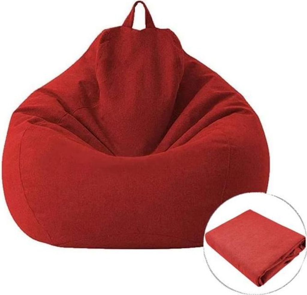 Sitzsackbezug - AMOUNE - 80x90 cm - Baumwolle und Leinen - Waschbar - Bequem für Erwachsene und Kinder