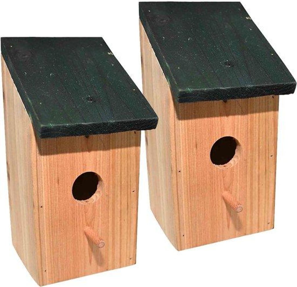 Holz Vogelhaus für kleine Vögel wie Rotkehlchen und Mäuse - 2 X - Vogelfutterplatz
