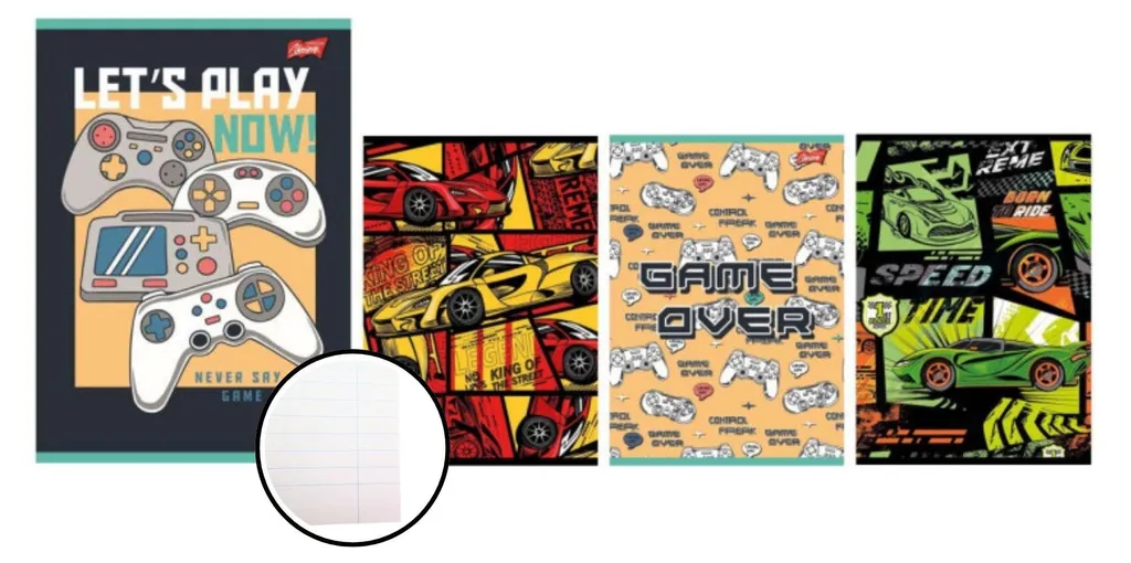 Grand carnet A4 32k avec lignes et couverture laminée Boy's MIX durable