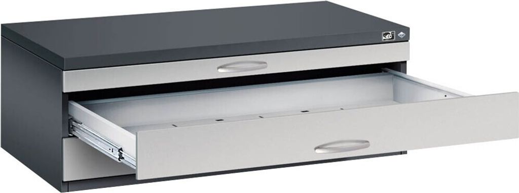 CP 7100 Planschrank schwarzgrau, weißaluminium 3 Schubladen 110,0 x 76,5 x 42,0 cm