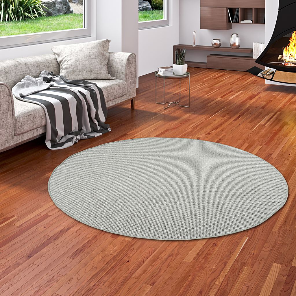 Teppich Bentzon Flachgewebe Silber Rund, Größe:400 cm Rund