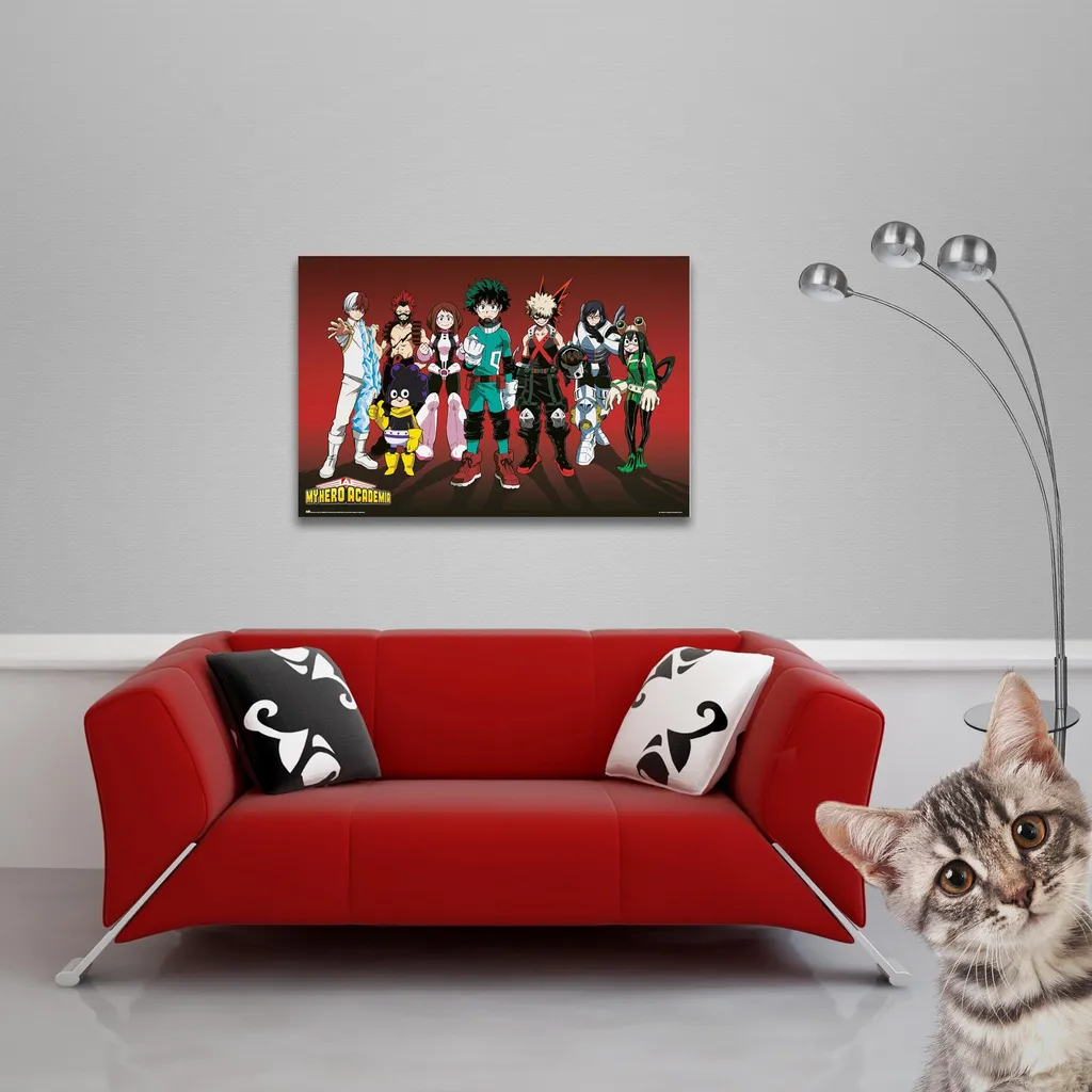 My Hero Academia - Poster - Versione Eroe + 2 St Posterleisten Holz 92 cm schwarz