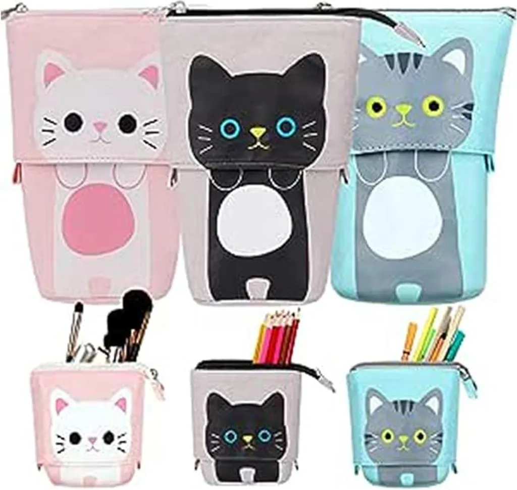 Trousse à crayons debout type Transformer, porte-stylo scolaire en PU