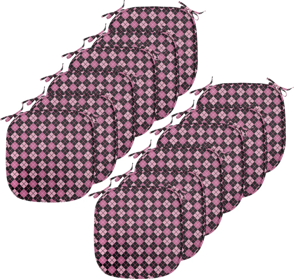 ABAKUHAUS Rivestimenti a quadri per sedie da sala da pranzo, geometrici femminili, cuscini decorativi impermeabili con cinturini per sedie da cucina, 40 cm x 40 cm - confezione da 12, rosa pallido nero