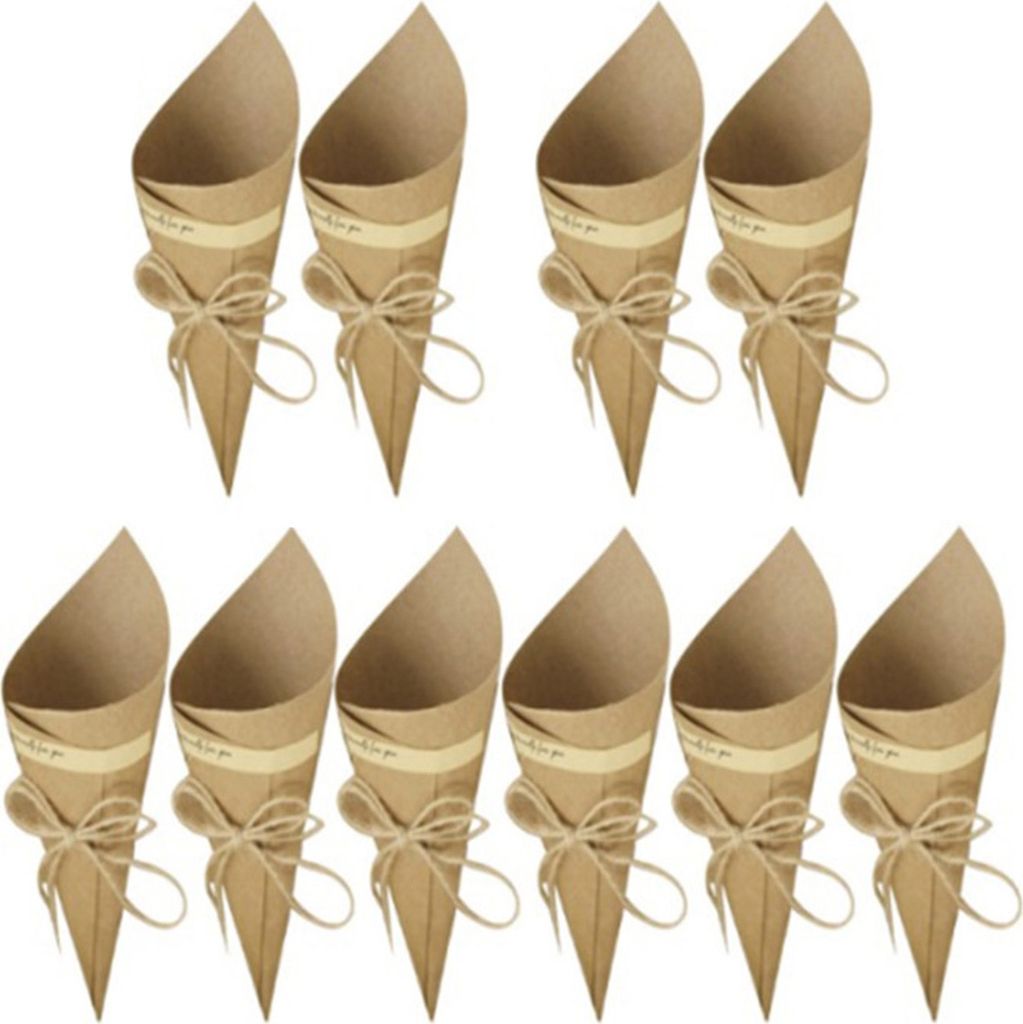 10pcs bevorzugt Kisten DIY umweltfreundlich exquisite zarte charmante dekorative Schnürpapierpapierblumenrohrhalter Hochzeitsvorräte-Braun