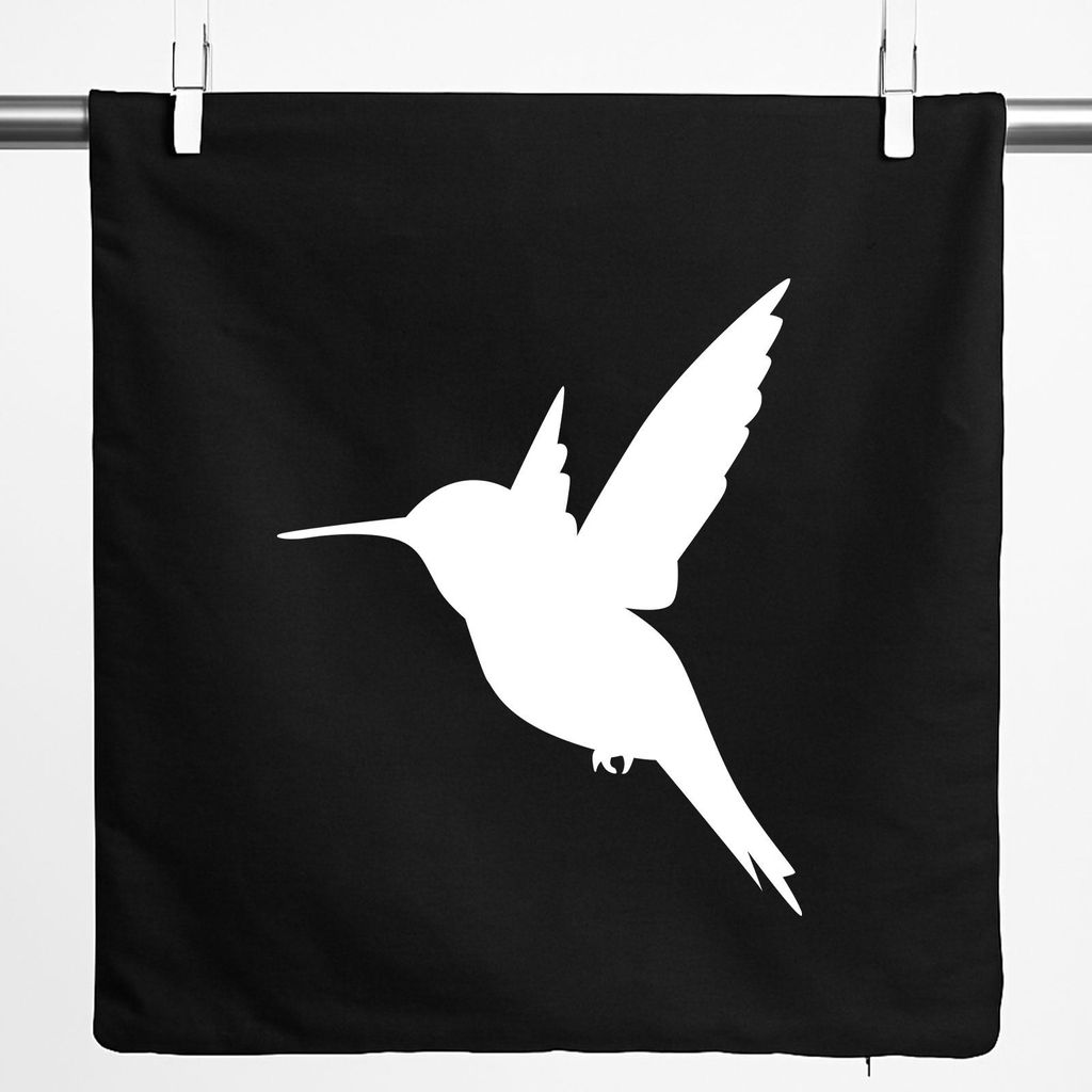 Huuraa Kissenbezug Kolibri Silhouette 40x40cm Black Baumwolle Dekokissenbezug Geschenkidee
