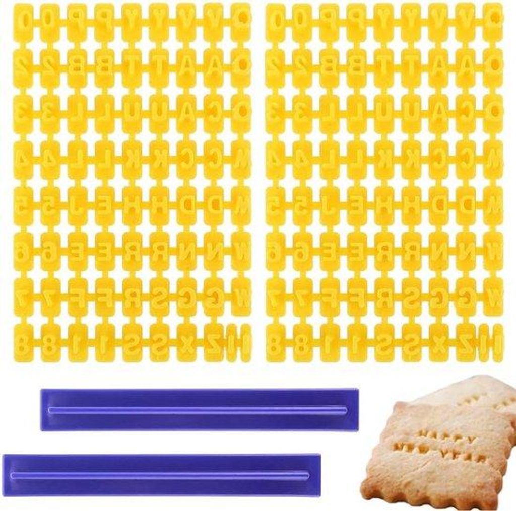 Kleiner Cookie Stempelset aus Metall mit Alphabet und Ziffern für Fondant und Gebäck