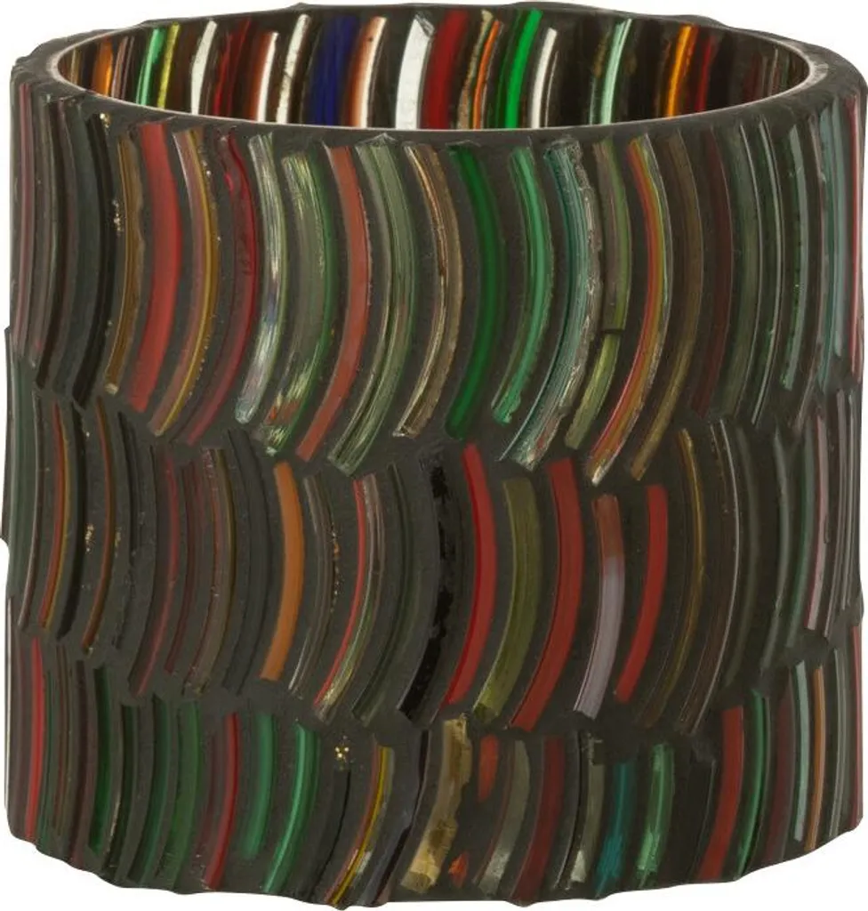 J-Line Porte-lampions Mosaic Curve en Verre Mélange Petit Modèle Ø 7,5cm