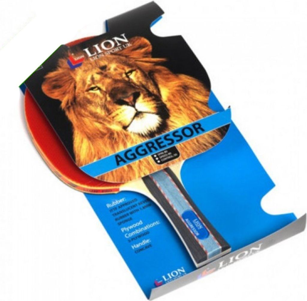 Lion - Tischtennisschläger "Aggressor" CS1158 (Einheitsgröße) (Schwarz/Weinrot)